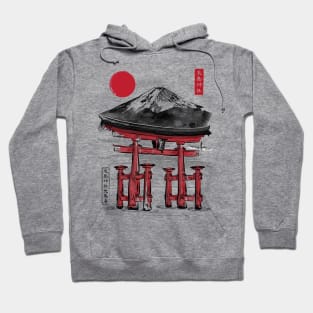 Torii of Itsukushima Shrine sumi-e Hoodie